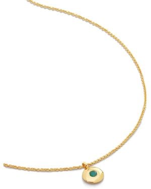 Monica Vinader 18Kt Recycled Vermeil Birthstone Emerald Pendant Necklace - Metallic