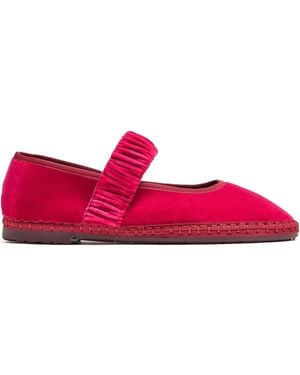 Flabelus Mafalda Elasticated-Strap Ballet Flats - Red