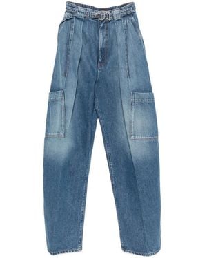 Sportmax Pleated-Detail Cargo Jeans - Blue