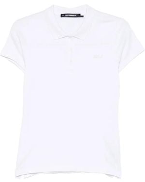 KARL LAGERFELD Essential Logo-Embroidered Cotton Polo Shirt - White