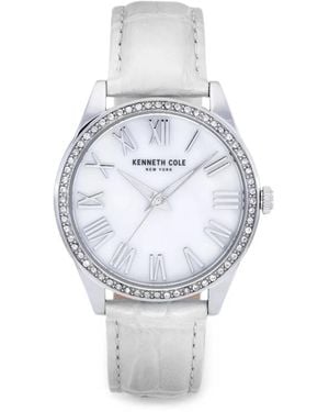 Kenneth Cole Crystal-Bezel 39Mm Watch - White
