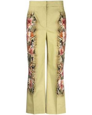 Alberta Ferretti Daffodil-Print Flared-Leg Trousers - Yellow