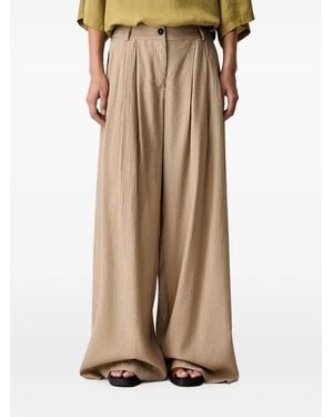 ViCOLO Pleated Wide-Leg Trousers - Natural