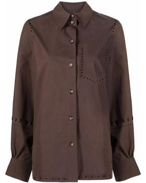 Nanushka Laser-Cut Long-Sleeve Shirt - Brown