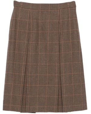 Saint Laurent Minifalda a cuadros con pliegues - Marrón