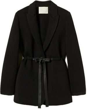 Twinset Scuba-Fabric Tie-Waist Blazer - Black