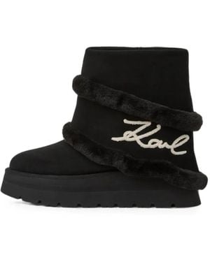 KARL LAGERFELD Skylar Fold-Down Mid Boots - Black