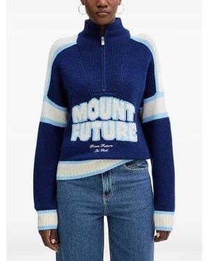 From Future Gestreifter Pullover mit kurzem Reißverschluss - Blau