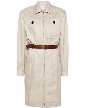 Saint Laurent Saharienne Belted Cotton Dress - Natural
