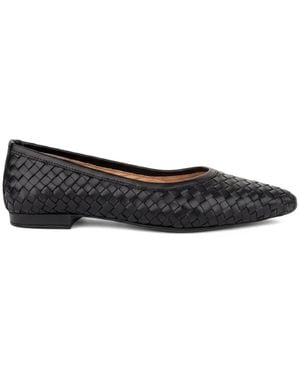 SERGIO MORETTI FIRENZE Woven Almond-Toe Ballet Flats - Black