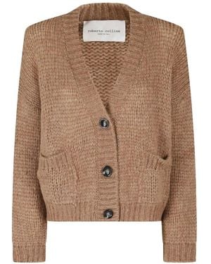 Roberto Collina Chunky-Knit V-Neck Cardigan - Brown