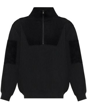 Y-3 Knit Sweatshirt With Half-Zip And Colorblock Panels - Black