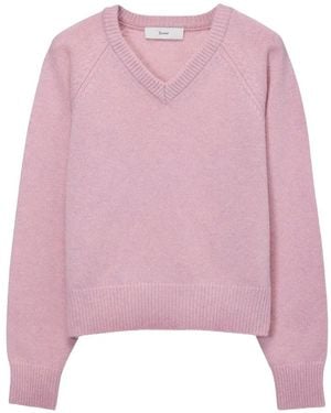 DUNST Gerippter Pullover Mit V-Ausschnitt - Pink
