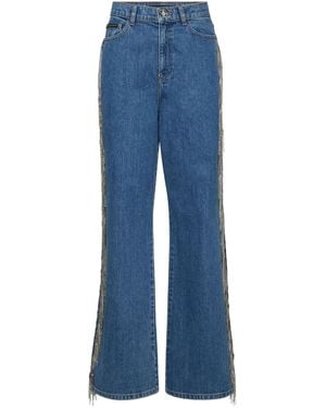 Philipp Plein Skater Fit Jeans Crystal Fringes - Blue