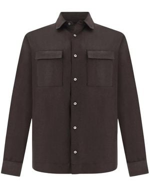 Paul & Shark Flap-Pocket Wool Overshirt - Brown