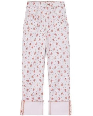 Ganni Vaqueros Con Motivo Floral - Blanco