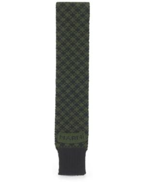 Marni Jacquard-Knit Ribbed-Edge Scarf - Green