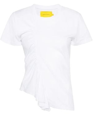 Marques'Almeida ギャザー Tシャツ - ホワイト