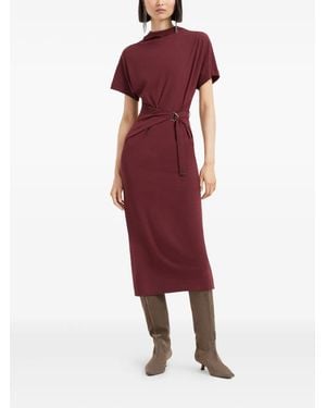 Brunello Cucinelli Belted Midi Dress - Red
