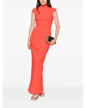 Solace London Arion High-Neck Cap-Sleeve Maxi Dress - Red