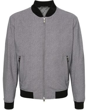 BOSS Houndstooth-Print Zip-Up Jacket - Gray