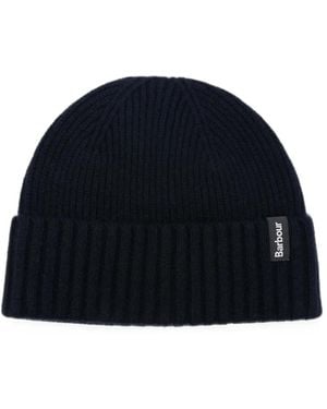 Barbour Ribbed-Knit Beanie Hat - Blue