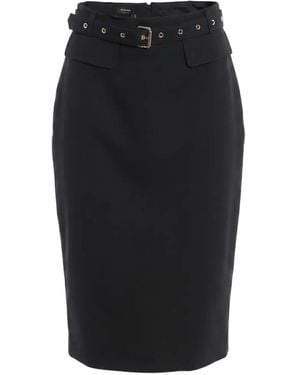 Pinko Gazania Belted Front-Slit Midi Skirt - Black