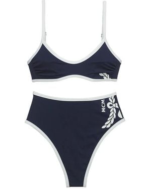 MCM High-Waist-Bikini Mit Logo-Detail - Blau
