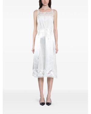 Prada Lace-Trim Satin Dress - White