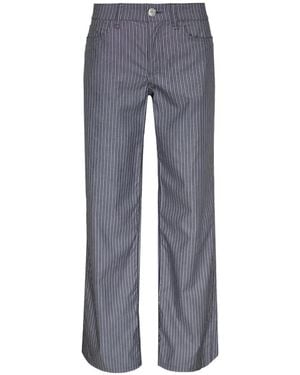 Rag & Bone Cam Striped Straight Trousers - Blue