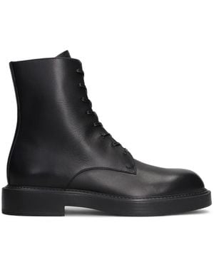 Emporio Armani Lace-Up Leather Boots - Black