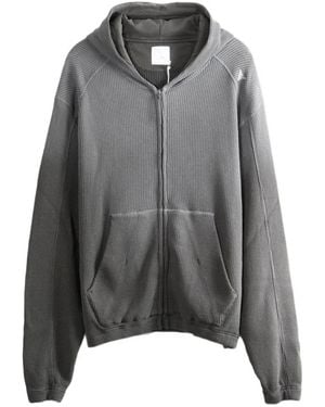 ROA Bee Sun Waffle-Knit Zip-Up Hoodie - Gray