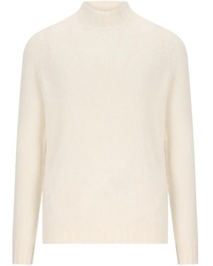 Tagliatore Gerippter Pullover mit Stehkragen - Weiß