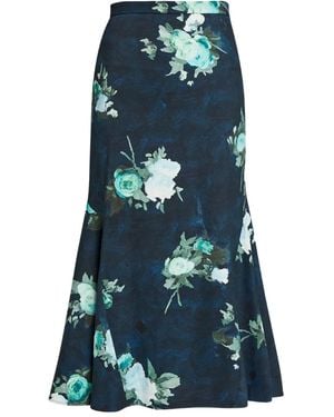 Erdem Floral-Print Fluted Skirt - Blue