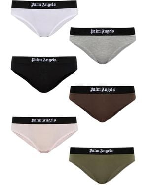 Palm Angels Logo-Waistband Briefs (Set Of Six) - White