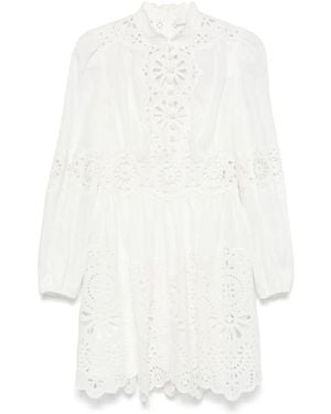 Zimmermann Acacia Broderie Linen Mini Dress - White