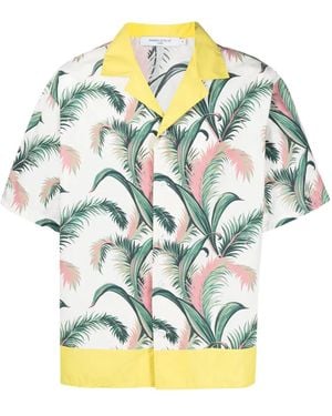 Maison Kitsuné Botanical-Print Short-Sleeve Shirt - Grey