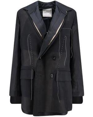 Sacai Blazer À Design Plissé - Black