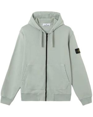 Stone Island Logo-Patch Zip-Up Hoodie - Grey