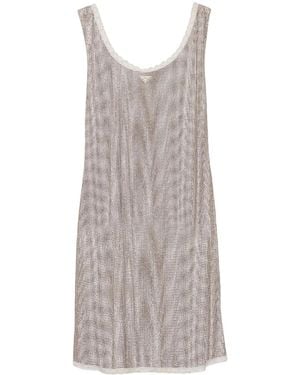 Prada Abito Con Strass Corto - Grigio