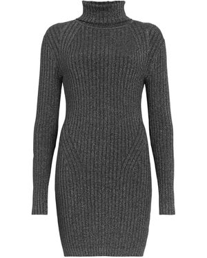 AllSaints Ribbed Turtleneck Mini Dress - Grey