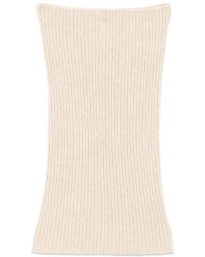 Bompard Ribbed Cashmere Rectangle Snood - Natural