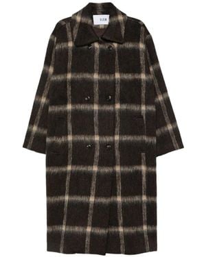 ELEH Check Double-Breasted Coat - Black