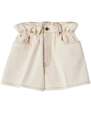 Miu Miu Short En Jean À Taille Froncée - Neutre