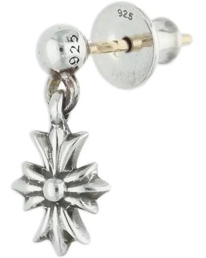 Chrome Hearts Tiny Cross Drop Earring - White