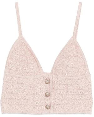 Alessandra Rich Buttoned Top - Natural