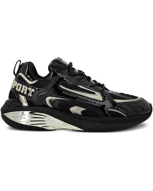 Philipp Plein Patent Leather Mesh Sneakers - Black