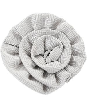 Corneliani Embroidered Silk Lapel Pin - Grey