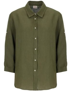 Emme Button-Up Quarter-Sleeved Shirt - Green