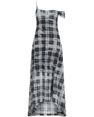 KARL LAGERFELD Checked One-Shoulder Maxi Dress - Grey